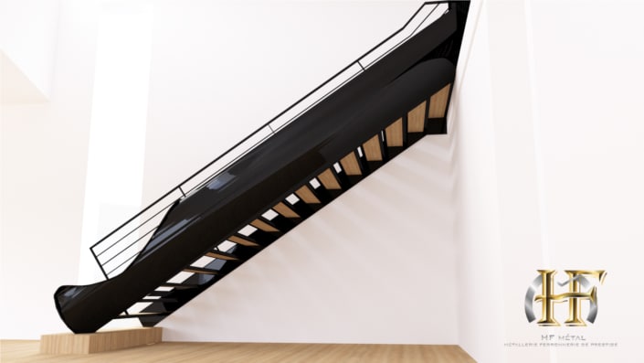 escalier en metal avec toboggan design
